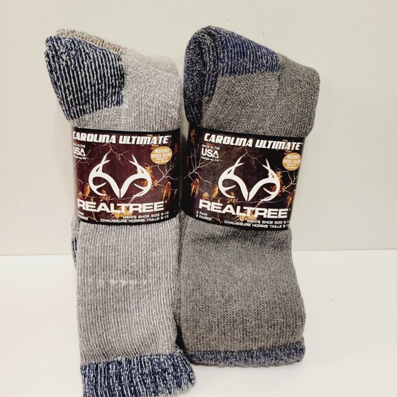 Realtree Carolina Ultimate Mens Socks All Season USA Wool Blend 4 pair Sz 9-13 - Picture 1 of 4